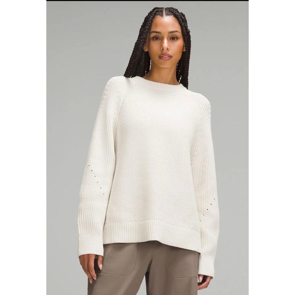 Lululemon Honeycomb Crewneck Sweater Bone Oversized Size S
